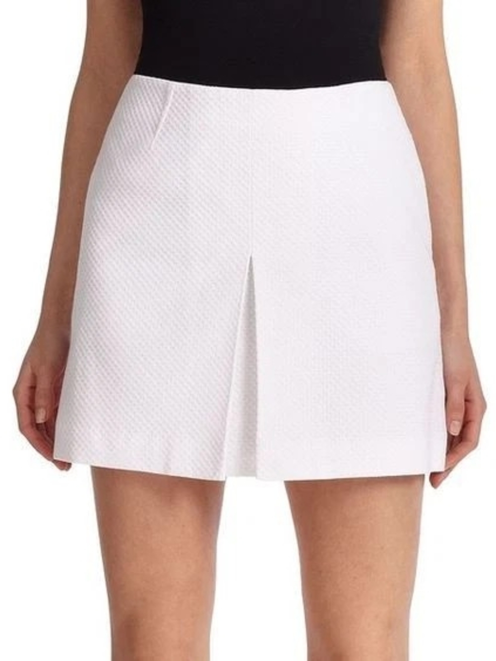 Tory Burch Cotton Pique Pleated Mini Skirt White